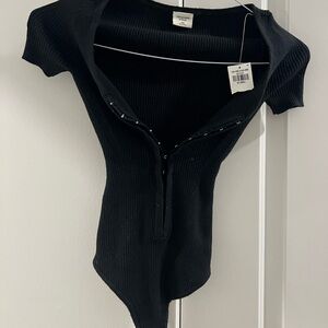 Abercrombie & Fitch Black Ribbed Bodysuit